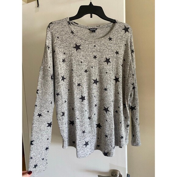 Buffalo David Bitton Grey Star Long Sleeve Top Size Large - Picture 2 of 7